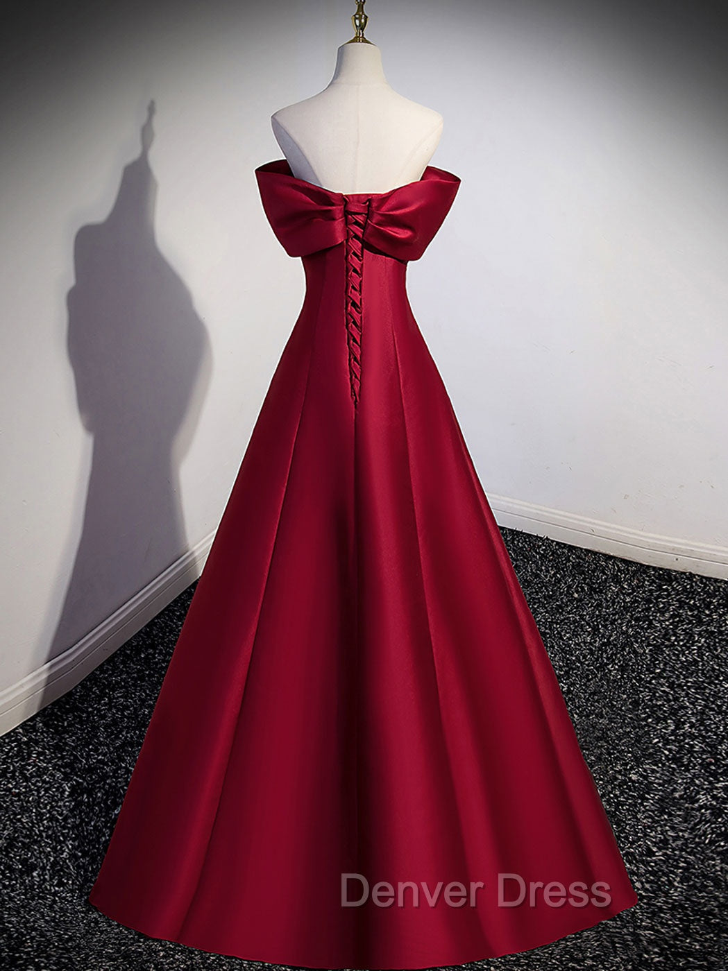 A-Line Burgundy Off Shoulder Long Prom Dresses, Burgundy Evening Dresses