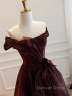 A Line Burgundy Organza Burgundy Long Prom Dress, Burgundy Long Prom Dresses