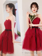 A Line Burgundy Short Prom Dresses, Cute Burgundy Homecoming Dress