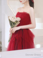 A Line Burgundy Short Prom Dress, Cute Burgundy Homecoming Dresses