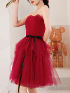 A Line Burgundy Short Prom Dresses, Cute Burgundy Homecoming Dress