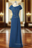 A-line Cap Sleeves Royal Blue Mother Of The Bride Dresses