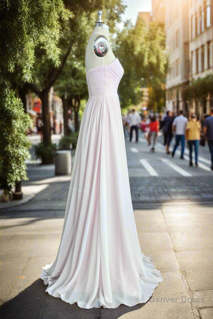 A-line Chiffon Gown Sweetheart Strapless Ruffles Long Bridesmaid Dress Secondary image