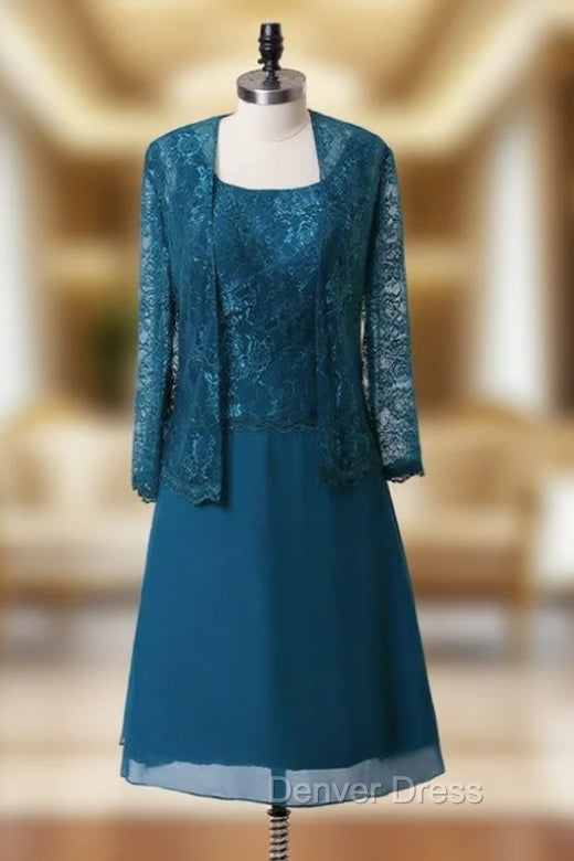 A Line Chiffon Lace Blue Mother Of The Bride Dresses With Jacket Main image