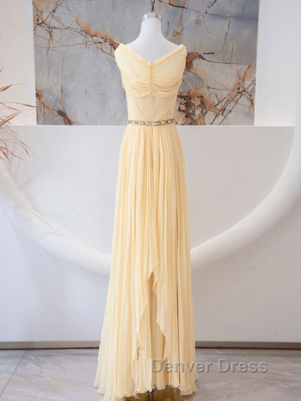 A Line Chiffon Long Prom Dress, Sweetheart Neck Chiffon Prom Dresses