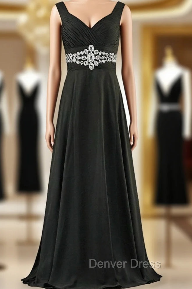 A Line Chiffon V Neck Floor Length Bridesmaid Dresses Main image