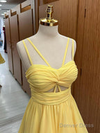 A Line Chiffon Yellow Short Prom Dress, Yellow Homecoming Dresses