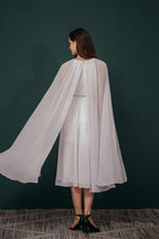 A Line Crew Tea Length Chiffon Beaded Waist Mother of The Bride Dresses