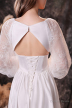 A Line Deep V Neck Long Sleeve Ombre Silk Like Floor Length Prom Dresses