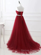 A-Line Elegant Quinceanera Prom ValentineS Day Dresses Strapless Sleeveless Chapel Train Satin With Crystals