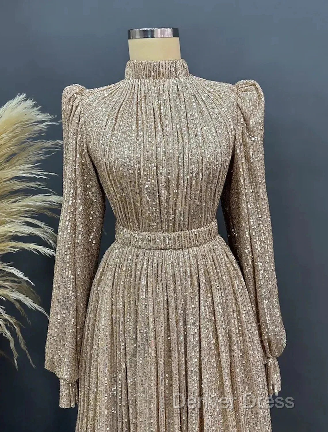 A-Line Evening Gown Elegant Dresses Red Green Dresses Black Tie Floor Length Long Sleeve Jewel Neck Fall Wedding Guest Sequined With Ruched Secondary image