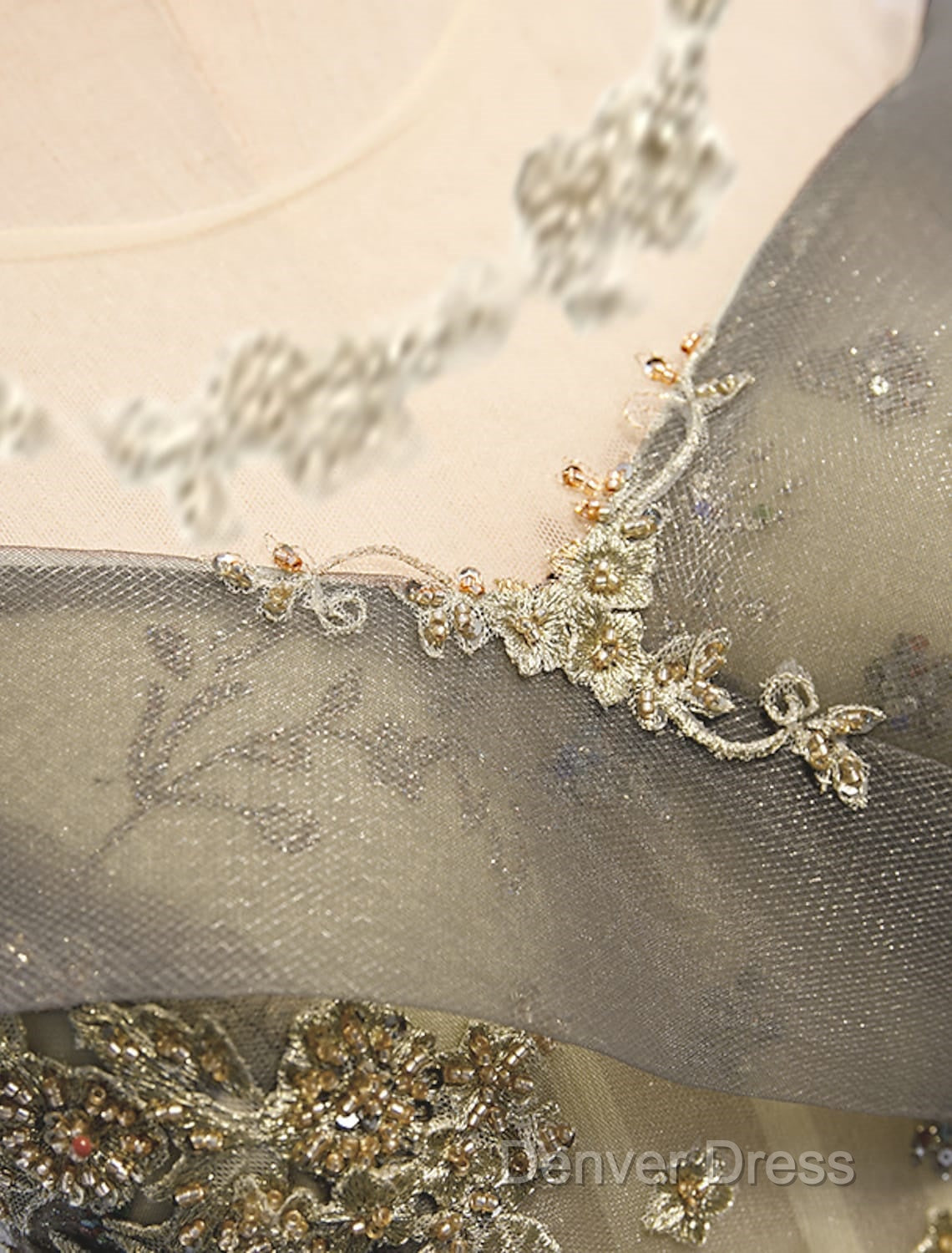 A-Line Evening Gown Elegant Dresses Wedding Floor Length Short Sleeve Tulle With Pleats