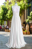 A Line Floor Length Halter Keyhole Chiffon Bridesmaid Dresses