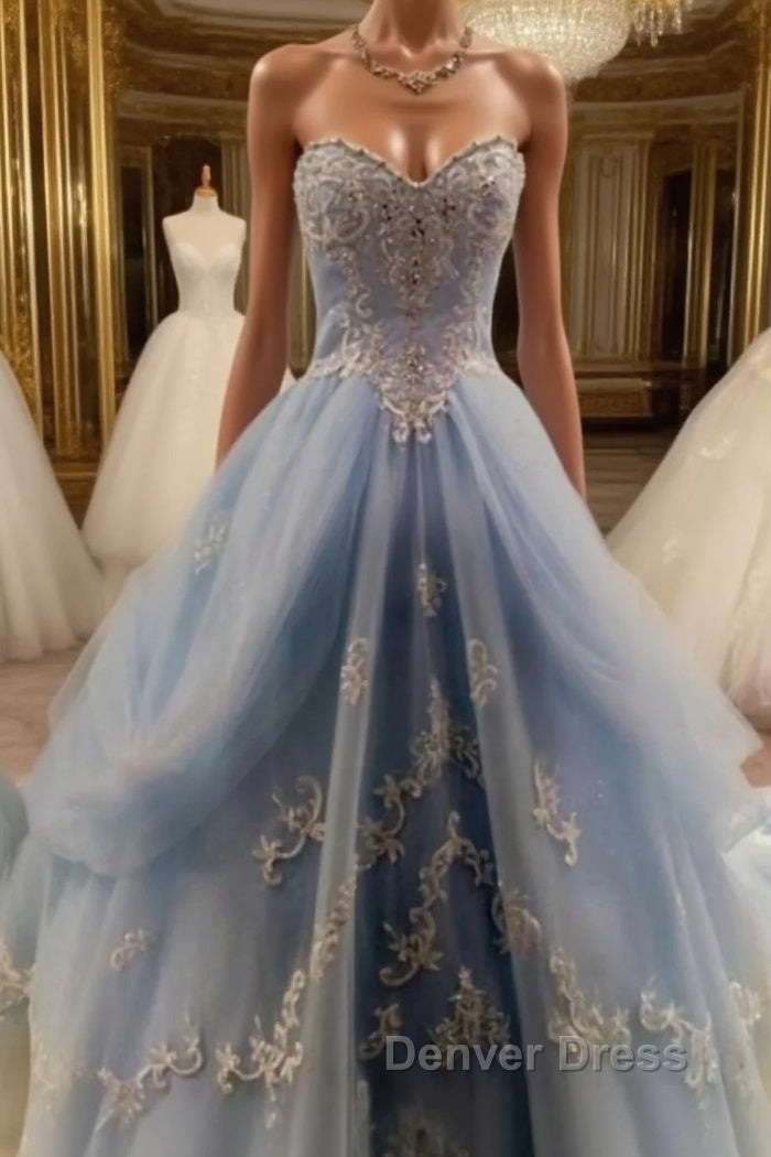 A Line Floor Length Lace Prom Dress, Sweetheart Prom Dress, Charming Prom Dresses Main image