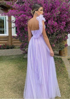 Light Purple A-Line Floor-Length Tulle Long Prom Dress Prom Gowns Bridesmaid Dresses
