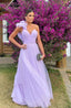 Light Purple A-Line Floor-Length Tulle Long Prom Dress Prom Gowns Bridesmaid Dresses