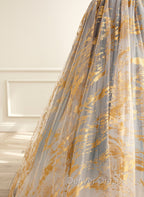 A-line Gradient Tulle Long Party Dresses, Floor Length Prom Dresses