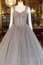 A Line Gray Sweetheart Neck Long Prom Dress, Gray Prom Dresses