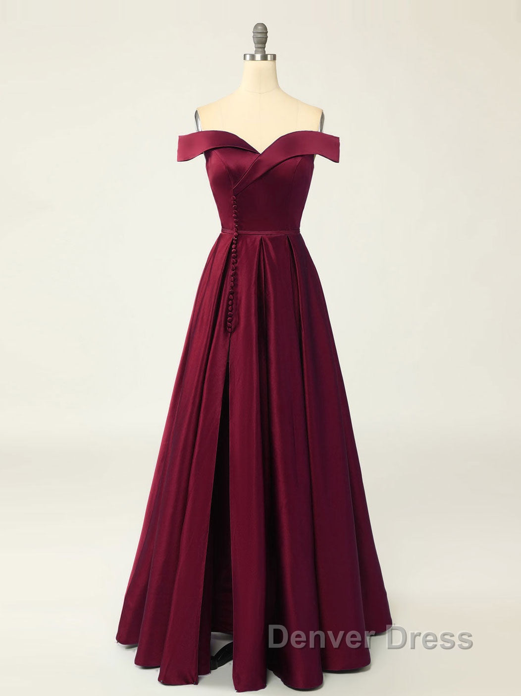 A-Line Green Off Shoulder Long Prom Dresses, Green Formal Evening Dresses