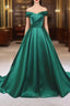 A-line Green Satin Sweetheart Formal Dresses, Green Long Evening Dresses Prom Dresses