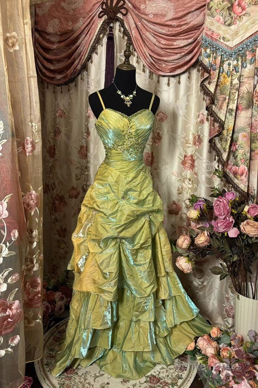 A Line Green Straps Sleeveless Party Dress Green Long Prom Dress Main image