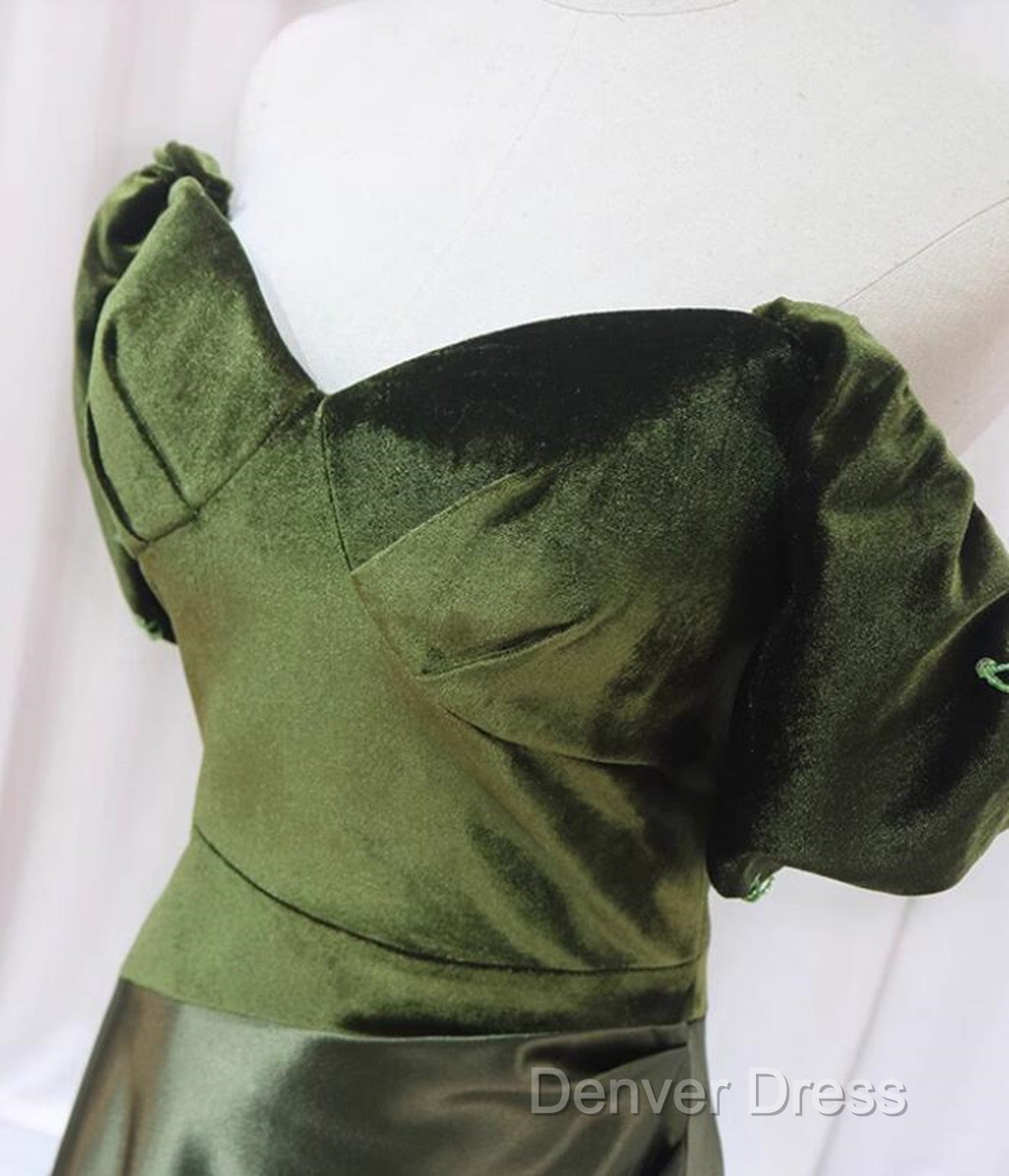 A-Line Green Sweetheart Velvet Long Prom Dress, Green Prom Dress