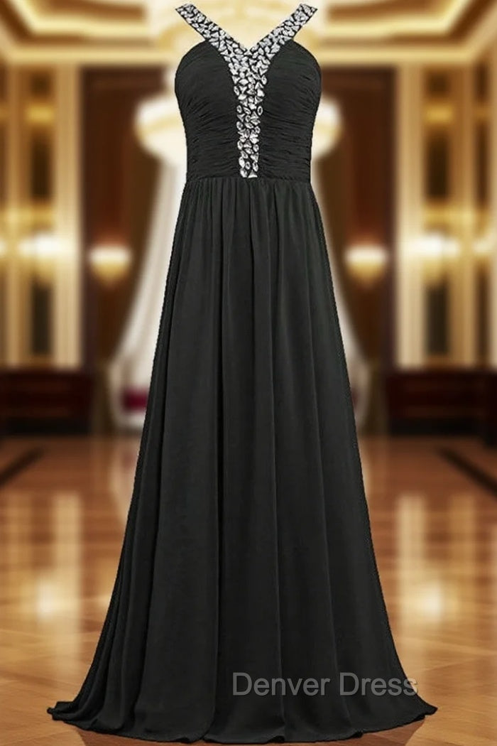 A Line Halter Chiffon Pleats Bridesmaid Dresses With Beading Main image