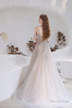 A Line Heavily Beading Tulle Prom Dresses