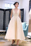A Line High Low V Neck Short Prom Dress Homecoming Dresses