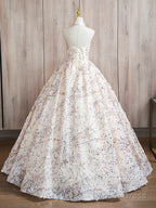 A Line High Neck Lace Champagne Long Prom Dress, Champagne Long Prom Dresses