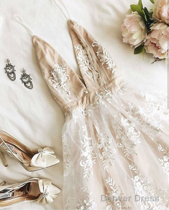 A Line Homecoming Cocktail Dress With Lace