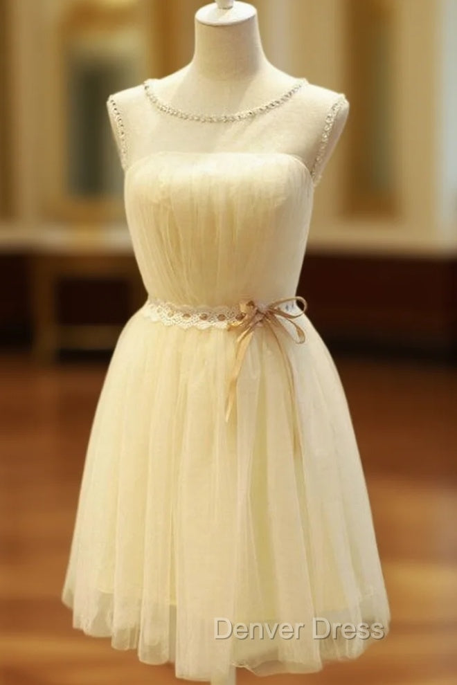 A Line Homecoming Dress Sleeveless Jewel Short Mini Beading Customized Lace Up Dresses Main image