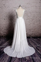 A-Line Lace V-Neck Backless Sheath Long Wedding Dresses