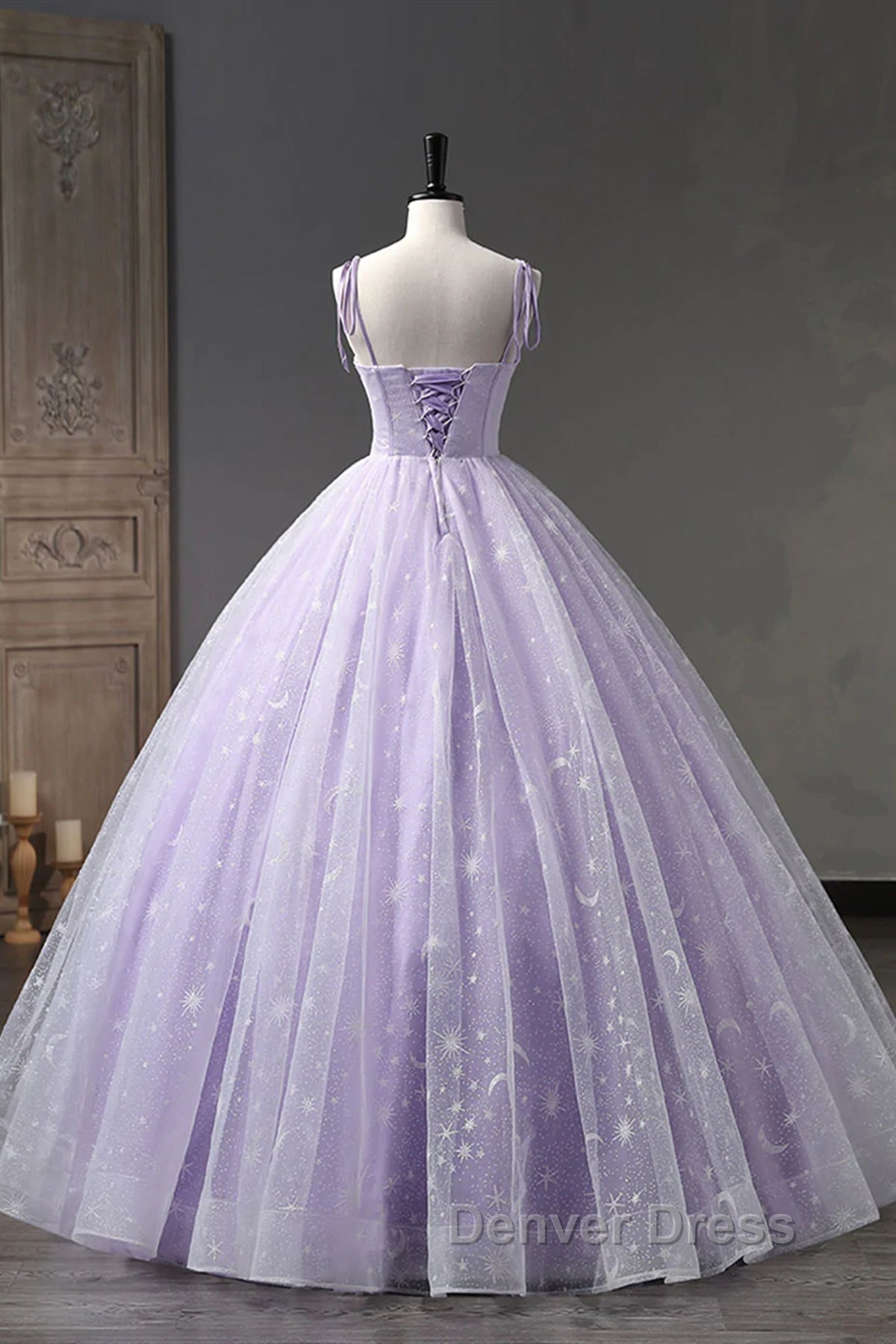 A Line Lilac Tulle Long Prom Dress, Lilac Long Prom Dresses