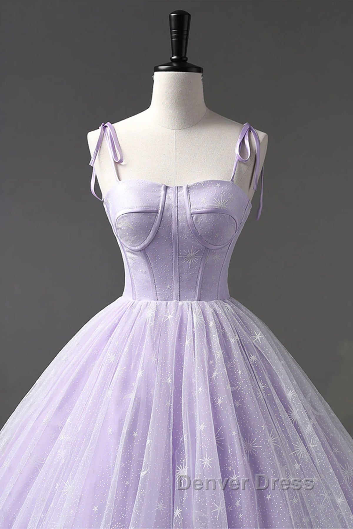A Line Lilac Tulle Long Prom Dress, Lilac Long Prom Dresses