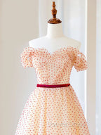 A-Line Off Shoulder Tulle Long Prom Dresses, Champagne Formal Dresses