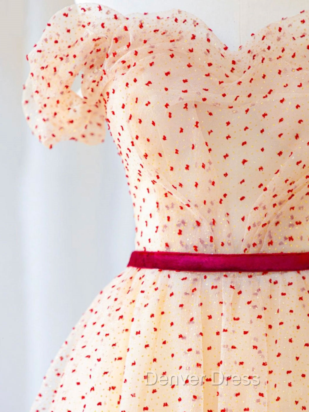 A-Line Off Shoulder Tulle Long Prom Dresses, Champagne Formal Dresses