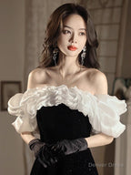 A Line Off Shoulder Velvet Black Long Prom Dress, Black Long Prom Dresses