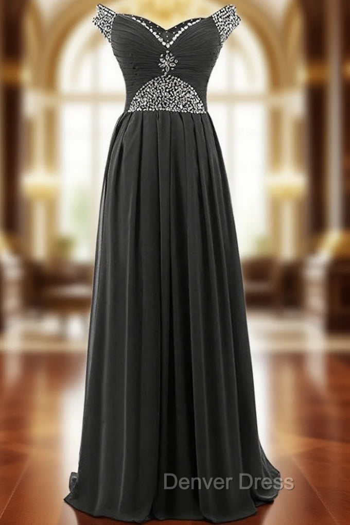 A Line Off The Shoulder Chiffon Beading Pleats Bridesmaid Dresses Main image