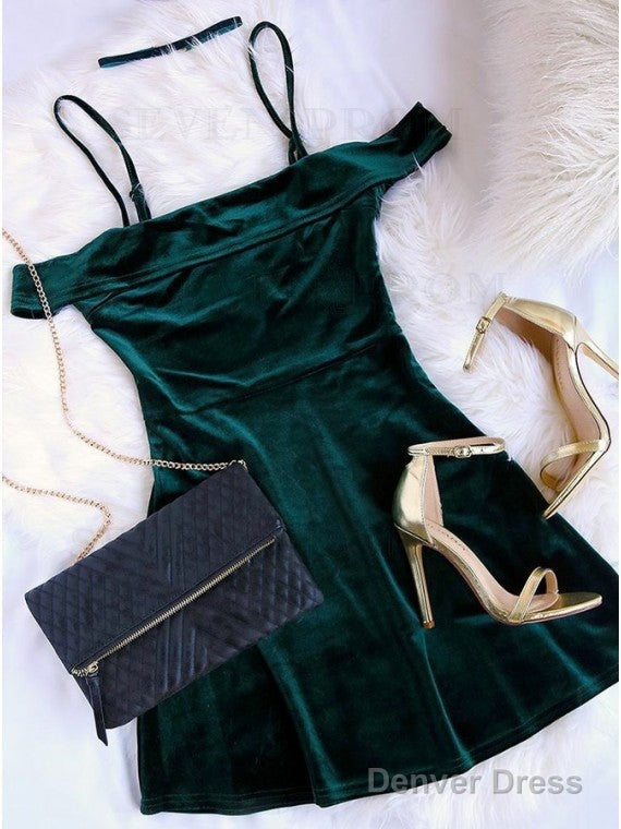 A Line Off The Shoulder Dark Green Homecoming Dresses Main image