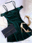 A Line Off The Shoulder Dark Green Homecoming Dresses
