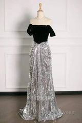 A Line Off The Shoulder Sexy Sequin Formal Dresses Bridesmaid Dresses Evening Gown Prom Dresses