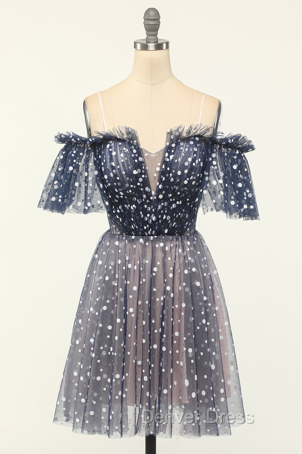 A-line Off-the-shoulder Tulle Short/Mini Short Prom Dresses With Ruffles Secondary image