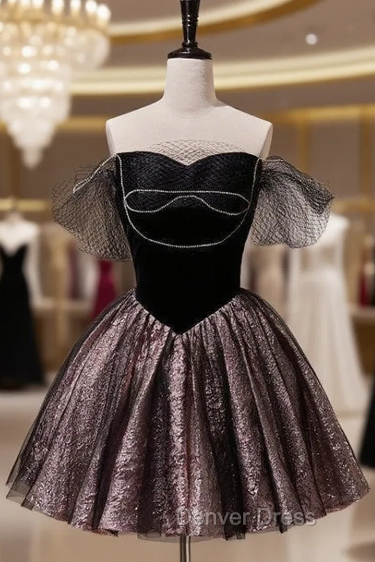 A Line Off the Shoulder Tulle Short Prom Dresses, New Style Homecoming Gowns Main image