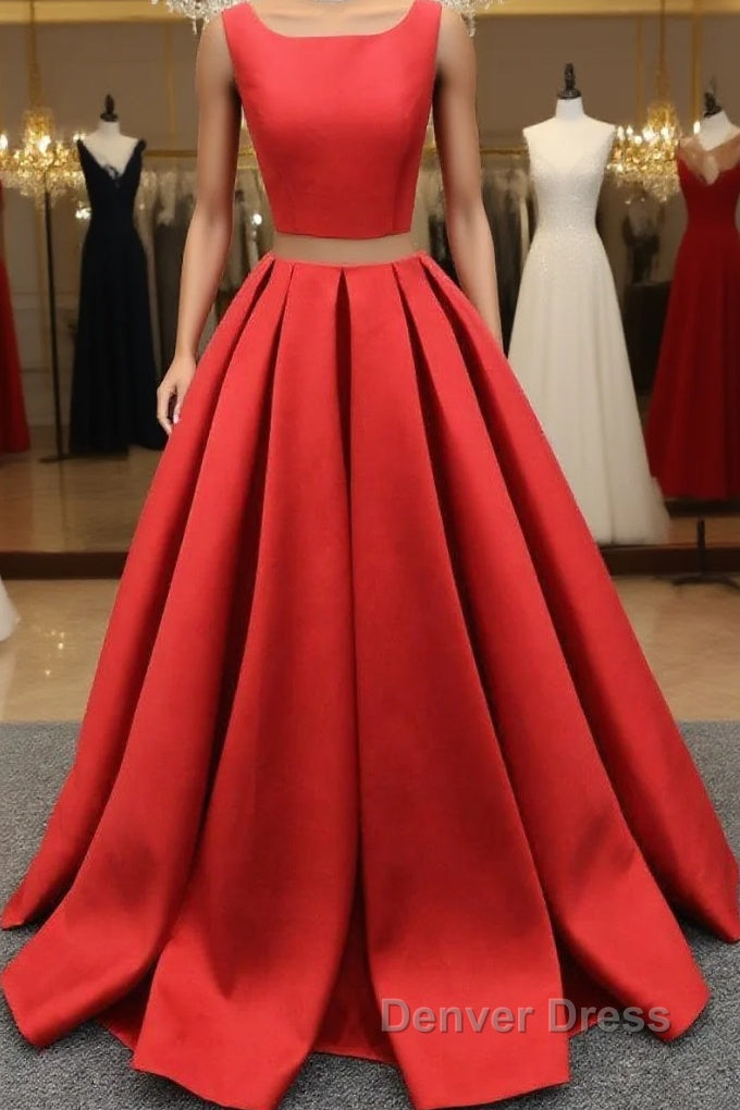 A Line One-Piece Jewel Open Back Long Prom Dresses