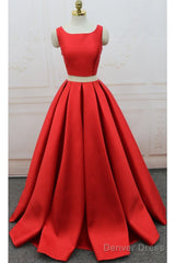 A Line One-Piece Jewel Open Back Long Prom Dress