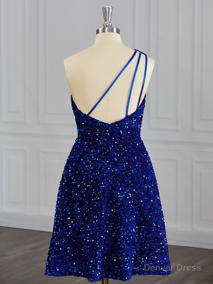 A-line One-Shoulder Sequin Short/Mini Velvet Sequins Dress Main image