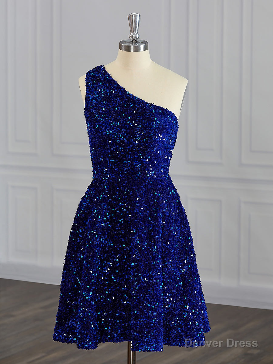 A-line One-Shoulder Sequin Short/Mini Velvet Sequins Dress Secondary image