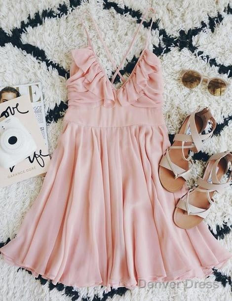 A-Line Pink Homecoming Dress, Short Homecoming Dresses
