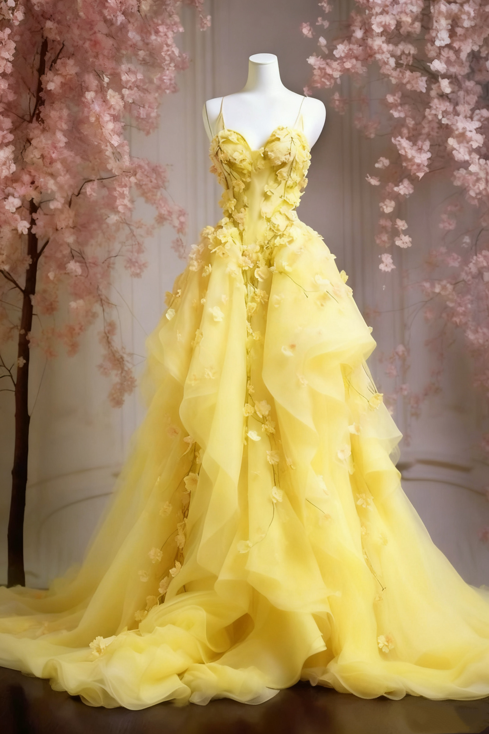A Line Pink Tulle Long Prom Dress